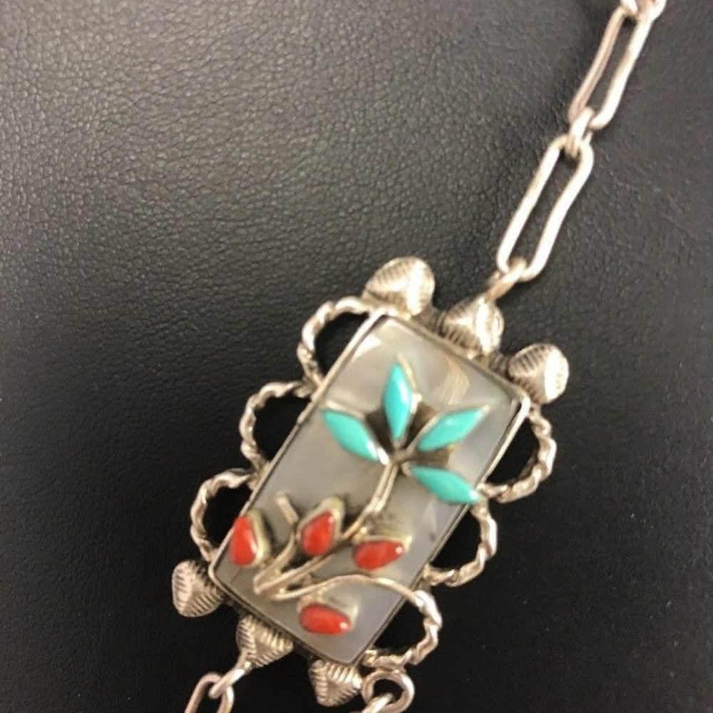 Collectible RK Zuni Sterling Turquoise Coral - Picture 5 of 8